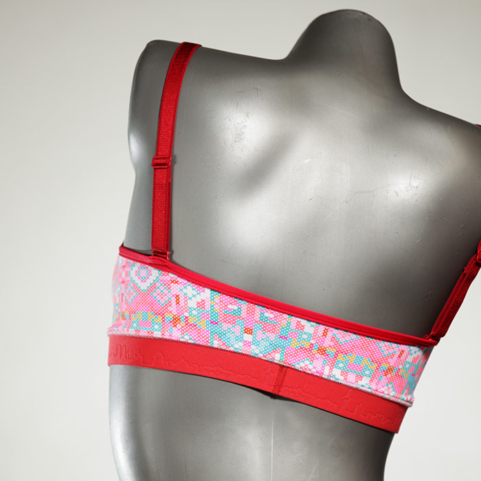 gemusterte nachhaltige handgemachte ökologische Bikini Top, sportliche Bademode für Damen thumbnail