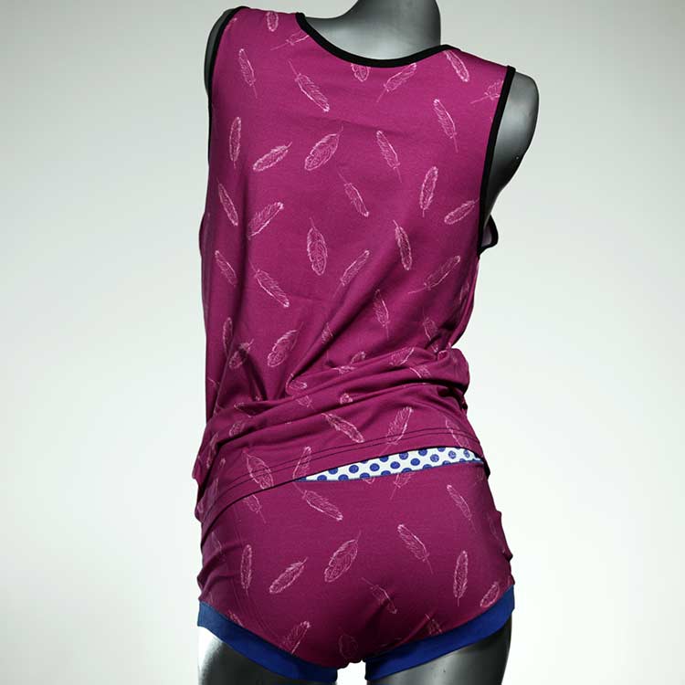 gemusterte nachhaltige farbige handgemachte Unterwäsche Set für DamenPanty / Hotpant mit Top aus Biobaumwolle