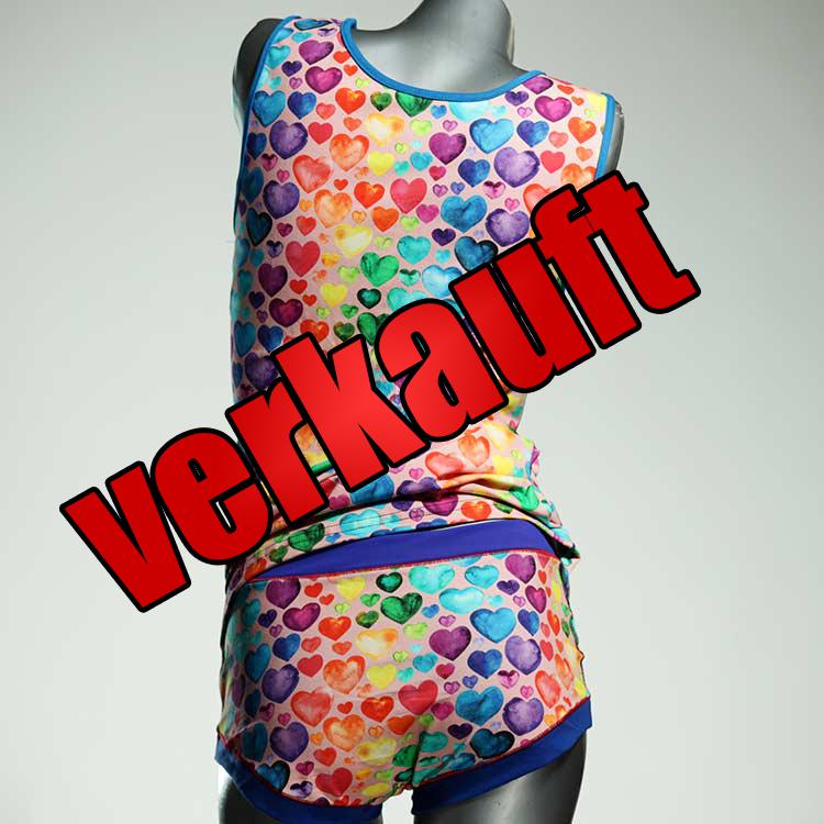 farbige süße attraktive bunte Unterwäsche Set für DamenPanty / Hotpant mit Top aus Biobaumwolle