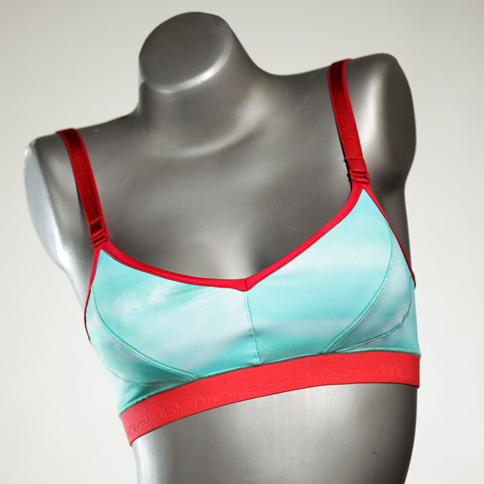 bequeme gemusterte farbige ökologische Bikini Top, sportliche Bademode für Damen thumbnail