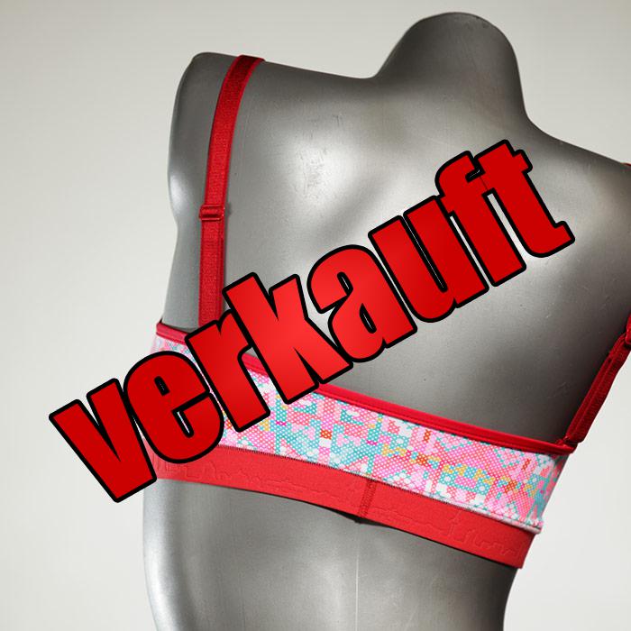 gemusterte nachhaltige handgemachte ökologische Bikini Top, sportliche Bademode für Damen