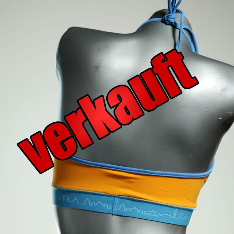 nachhaltige gemusterte bequeme günstige Bikini Top, sportliche Bademode für Damen