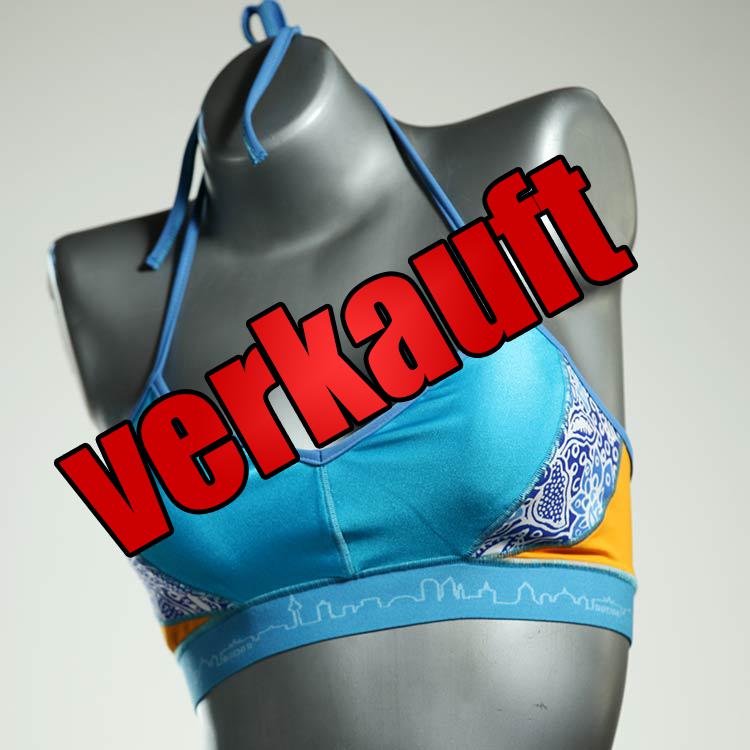 nachhaltige gemusterte bequeme günstige Bikini Top, sportliche Bademode für Damen