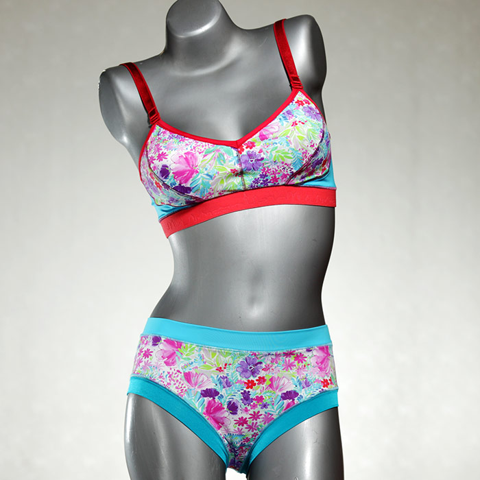 handgemachte günstige farbige nachhaltige Bikini Set, sportliche Bademode für Damen thumbnail