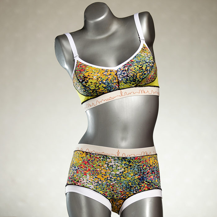 handgemachte bunte gemusterte ökologische Bikini Set, sportliche Bademode für Damen thumbnail