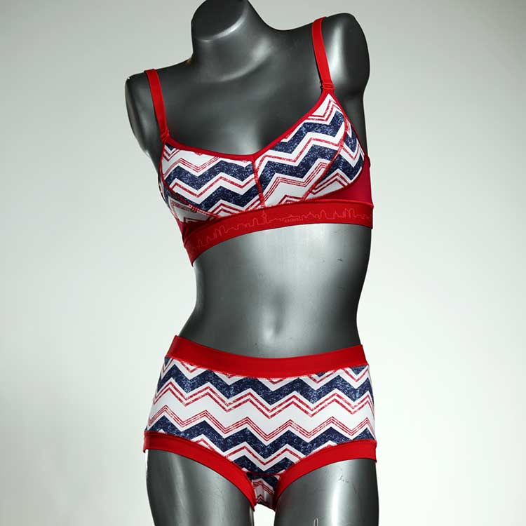 Blue and Red Striped Sporty Bra and Panties Set