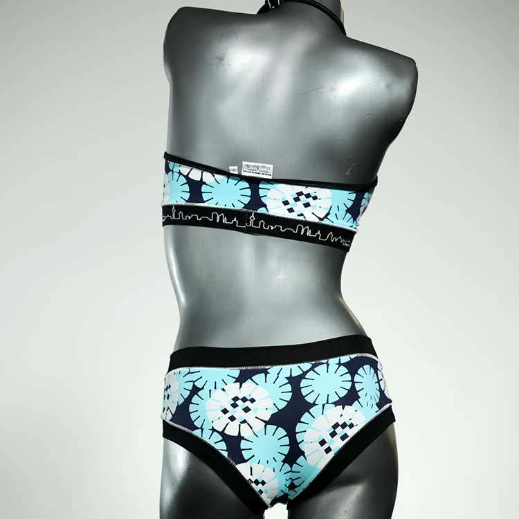 bunte gemusterte bequeme nachhaltige Bikini Set, sportliche Bademode für Damen