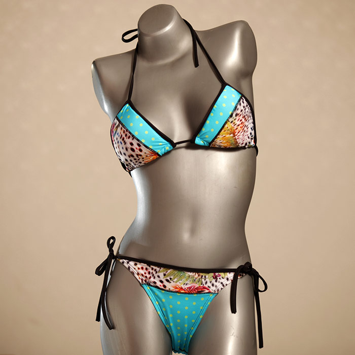 bequeme gemusterte günstige schöne Triangel Bikini Set, Bademode für Damen thumbnail