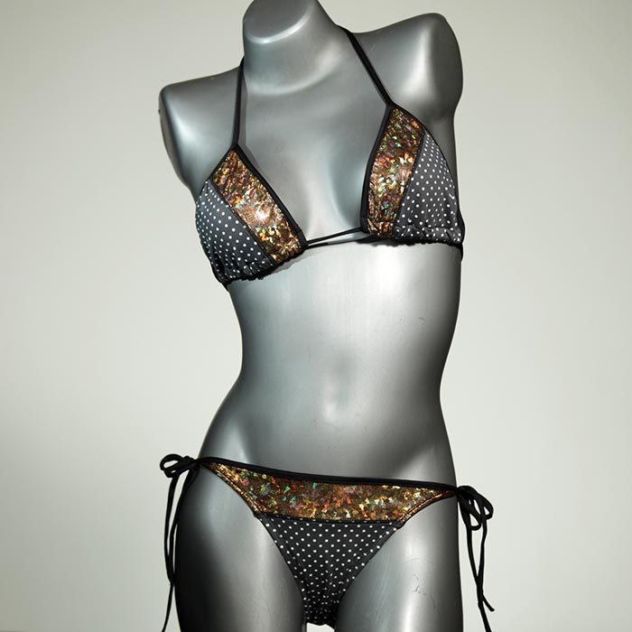 gemusterte attraktive bequeme nachhaltige Triangel Bikini Set, Bademode für Damen thumbnail