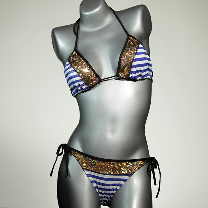 nachhaltige ökologische gemusterte sexy Triangel Bikini Set, Bademode für Damen thumbnail