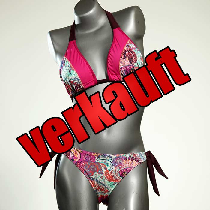 farbige nachhaltige handgemachte gemusterte Triangel Bikini Set, Bademode für Damen