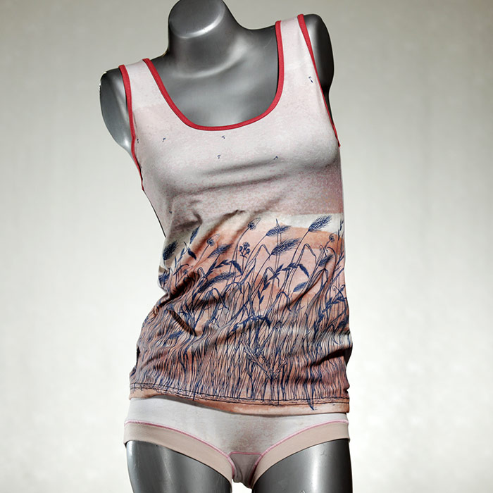 gemusterte attraktive  schöne Unterwäsche Set für DamenPanty / Hotpant mit Top aus Biobaumwolle thumbnail
