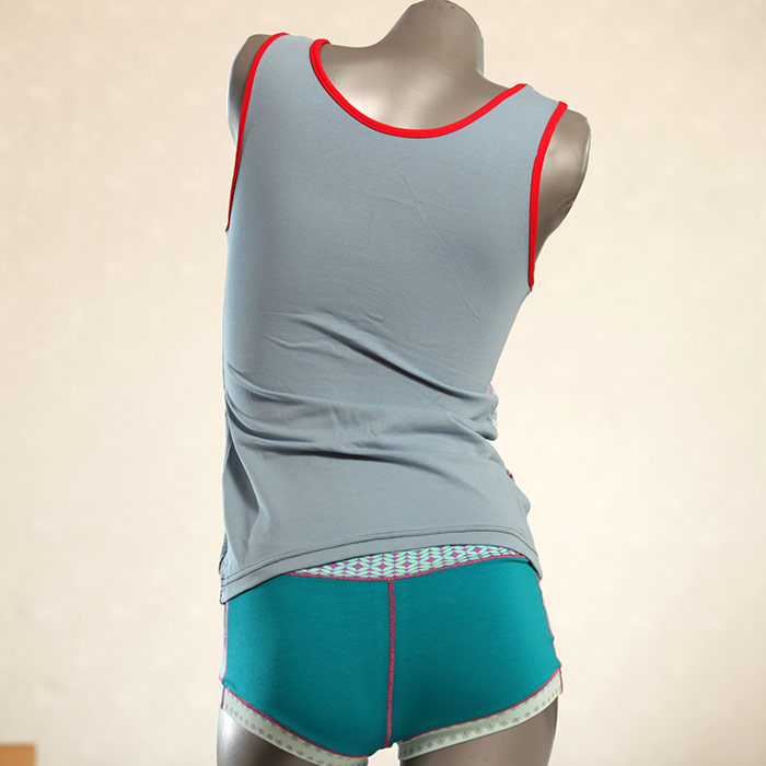 farbige sexy bequeme handgemachte Unterwäsche Set für DamenPanty / Hotpant mit Top aus Biobaumwolle thumbnail