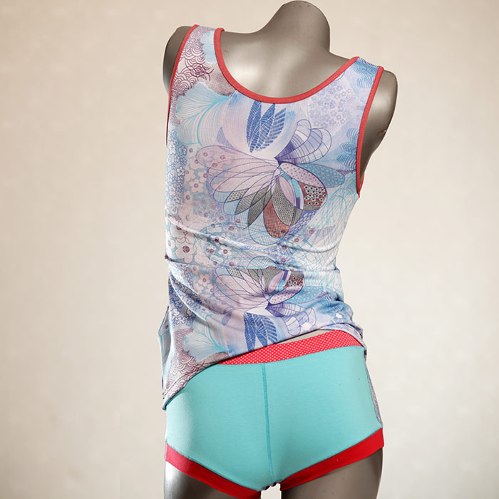 farbige preiswerte bunte sexy Unterwäsche Set für DamenPanty / Hotpant mit Top aus Biobaumwolle thumbnail