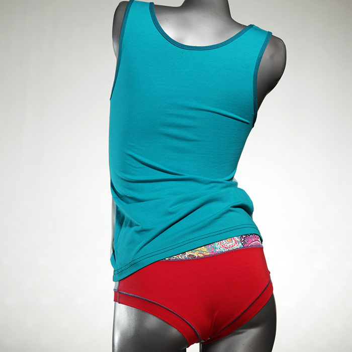 attraktive ökologische farbige gemusterte Unterwäsche Set für DamenPanty / Hotpant mit Top aus Biobaumwolle thumbnail