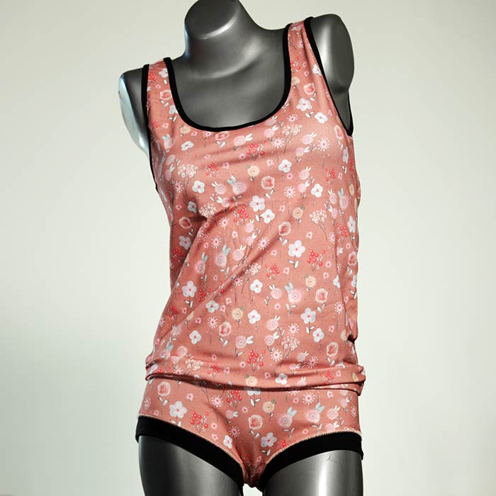 handgemachte attraktive bunte günstige Unterwäsche Set für DamenPanty / Hotpant mit Top aus Biobaumwolle thumbnail