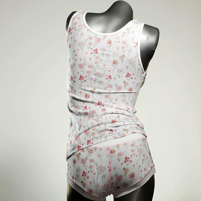 ökologische sexy gemusterte handgemachte Unterwäsche Set für DamenPanty / Hotpant mit Top aus Biobaumwolle