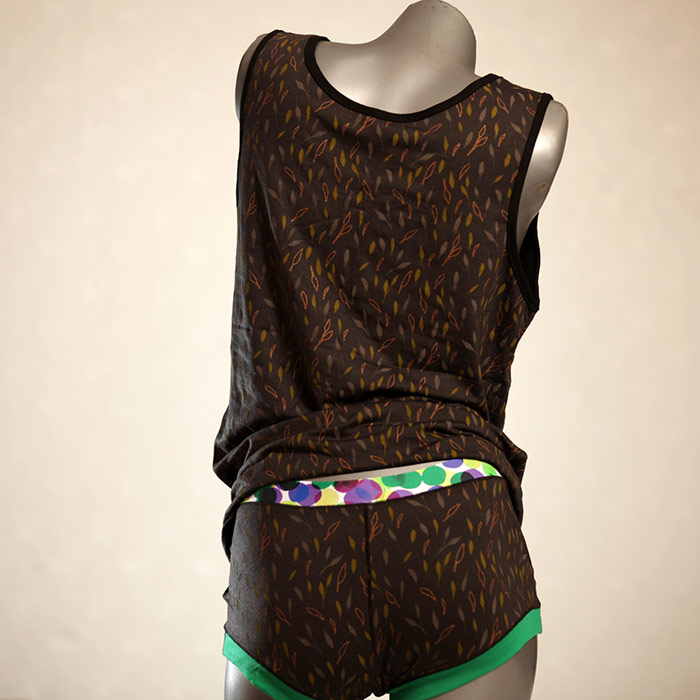 ökologische preiswerte attraktive gemusterte Unterwäsche Set für DamenPanty / Hotpant mit Top aus Biobaumwolle thumbnail