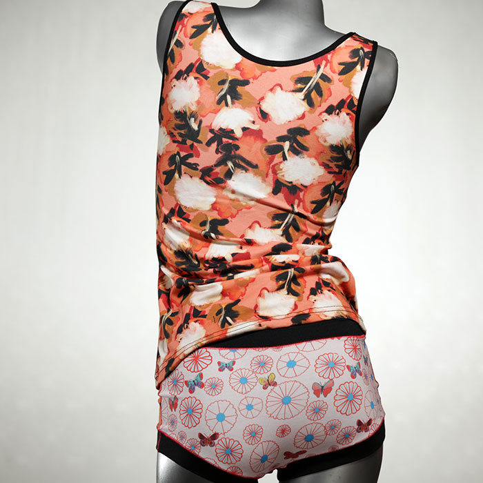 attraktive günstige farbige bequeme Unterwäsche Set für DamenPanty / Hotpant mit Top aus Biobaumwolle thumbnail