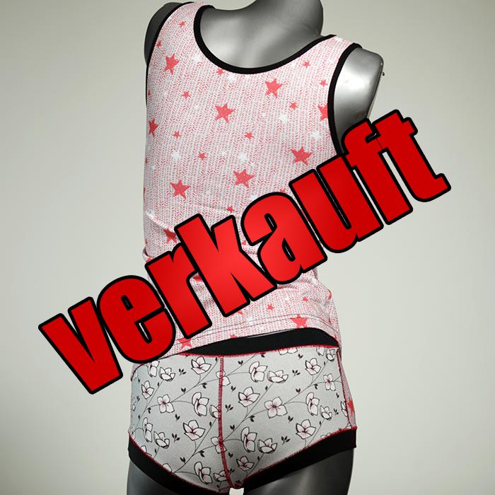 nachhaltige farbige handgemachte gemusterte Unterwäsche Set für DamenPanty / Hotpant mit Top aus Biobaumwolle