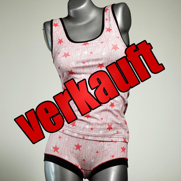 nachhaltige farbige handgemachte gemusterte Unterwäsche Set für DamenPanty / Hotpant mit Top aus Biobaumwolle