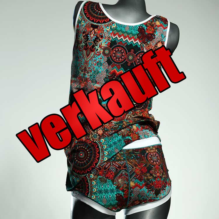 nachhaltige handgemachte ökologische farbige Unterwäsche Set für DamenPanty / Hotpant mit Top aus Biobaumwolle