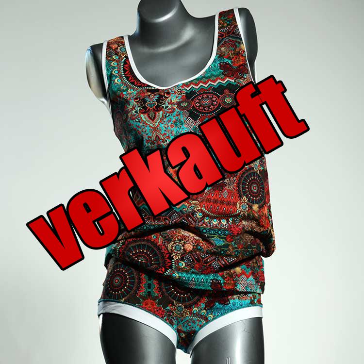 nachhaltige handgemachte ökologische farbige Unterwäsche Set für DamenPanty / Hotpant mit Top aus Biobaumwolle