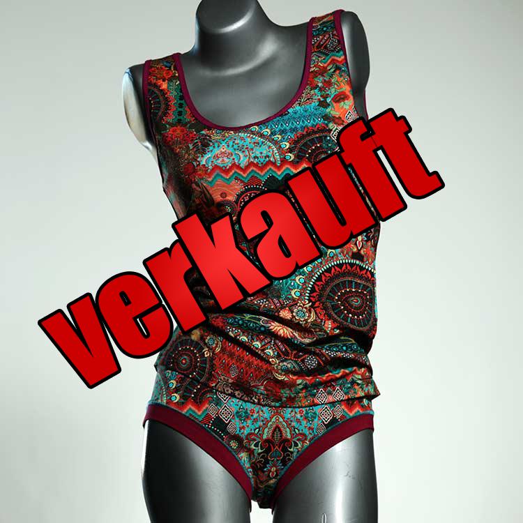 süße sexy attraktive gemusterte Unterwäsche Set für DamenPanty / Hotpant mit Top aus Biobaumwolle