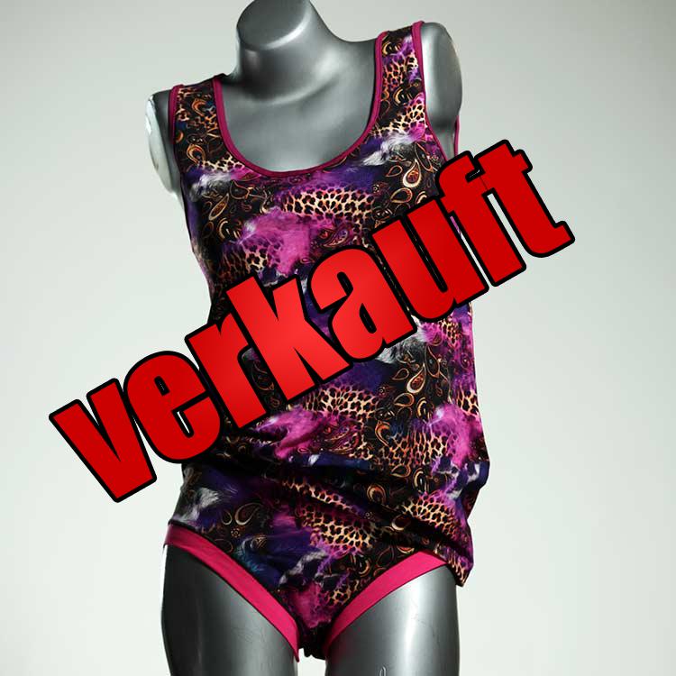 attraktive ökologische handgemachte nachhaltige Unterwäsche Set für DamenPanty / Hotpant mit Top aus Biobaumwolle