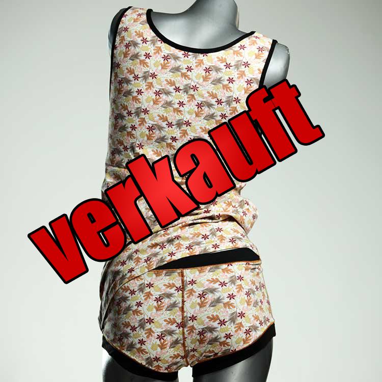 attraktive handgemachte gemusterte sexy Unterwäsche Set für DamenPanty / Hotpant mit Top aus Biobaumwolle