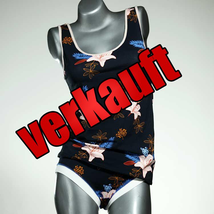 gemusterte günstige bunte preiswerte Unterwäsche Set für DamenPanty / Hotpant mit Top aus Biobaumwolle