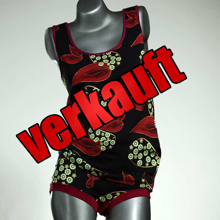 ökologische gemusterte attraktive handgemachte Unterwäsche Set für DamenPanty / Hotpant mit Top aus Biobaumwolle