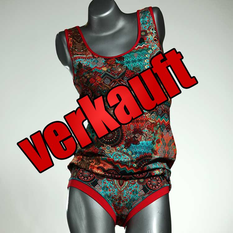gemusterte farbige günstige sexy Unterwäsche Set für DamenPanty / Hotpant mit Top aus Biobaumwolle