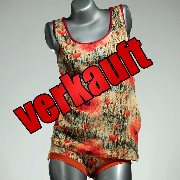 sexy bunte farbige handgemachte Unterwäsche Set für DamenPanty / Hotpant mit Top aus Biobaumwolle