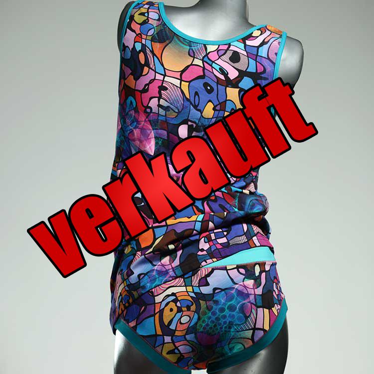 bunte gemusterte bequeme schöne Unterwäsche Set für DamenPanty / Hotpant mit Top aus Biobaumwolle