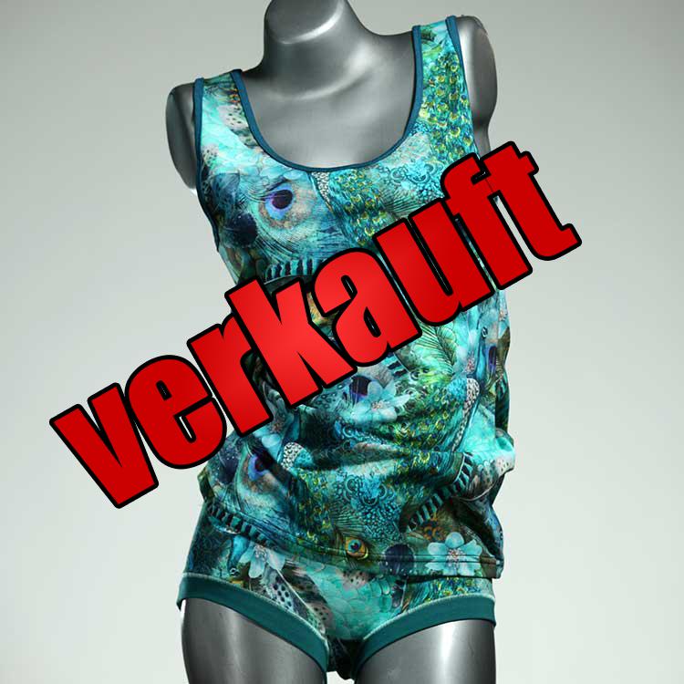 bequeme gemusterte ökologische nachhaltige Unterwäsche Set für DamenPanty / Hotpant mit Top aus Biobaumwolle