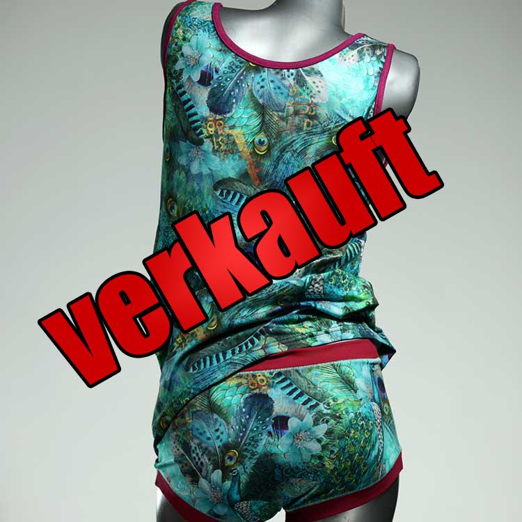 bunte bequeme schöne gemusterte Unterwäsche Set für DamenPanty / Hotpant mit Top aus Biobaumwolle