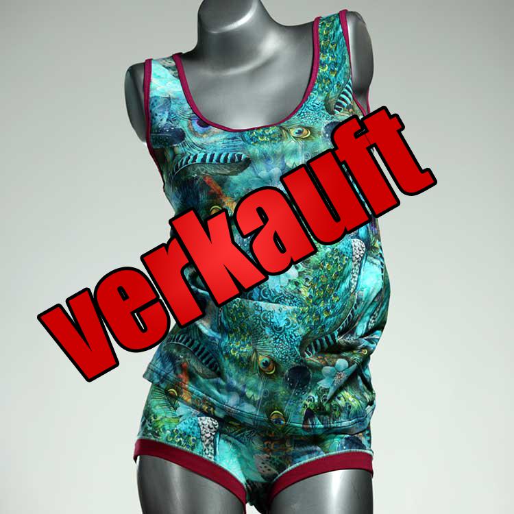 bunte bequeme schöne gemusterte Unterwäsche Set für DamenPanty / Hotpant mit Top aus Biobaumwolle