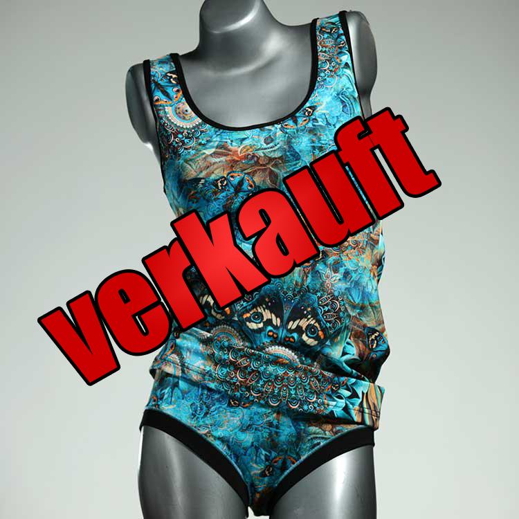 gemusterte bunte günstige handgemachte Unterwäsche Set für DamenPanty / Hotpant mit Top aus Biobaumwolle
