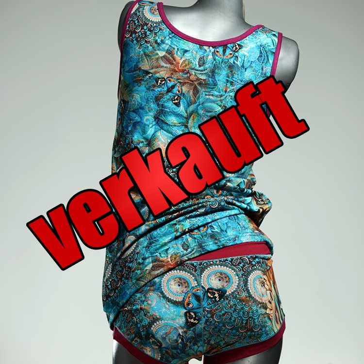 farbige bunte sexy gemusterte Unterwäsche Set für DamenPanty / Hotpant mit Top aus Biobaumwolle