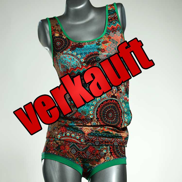 gemusterte schöne nachhaltige attraktive Unterwäsche Set für DamenPanty / Hotpant mit Top aus Biobaumwolle