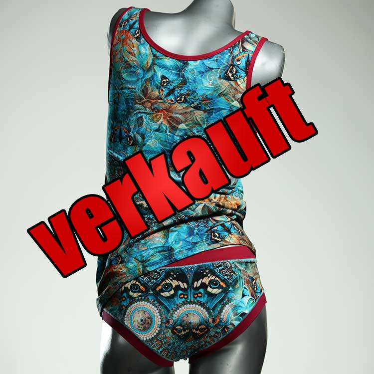 gemusterte nachhaltige bequeme sexy Unterwäsche Set für DamenPanty / Hotpant mit Top aus Biobaumwolle