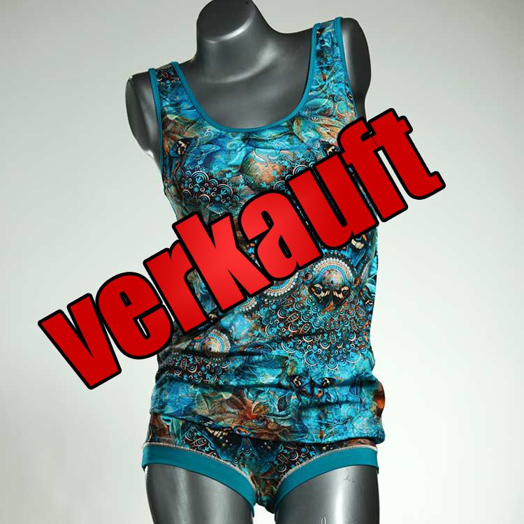 gemusterte farbige sexy nachhaltige Unterwäsche Set für DamenPanty / Hotpant mit Top aus Biobaumwolle
