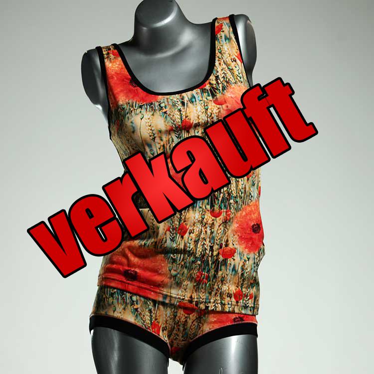 süße farbige ökologische bunte Unterwäsche Set für DamenPanty / Hotpant mit Top aus Biobaumwolle