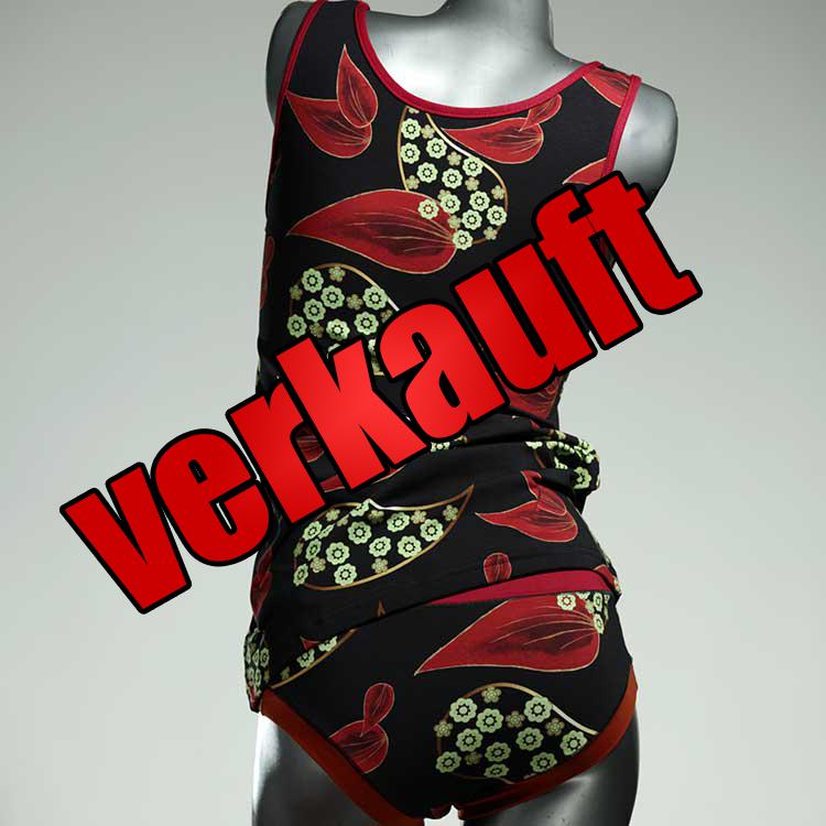 schöne ökologische handgemachte süße Unterwäsche Set für DamenPanty / Hotpant mit Top aus Biobaumwolle