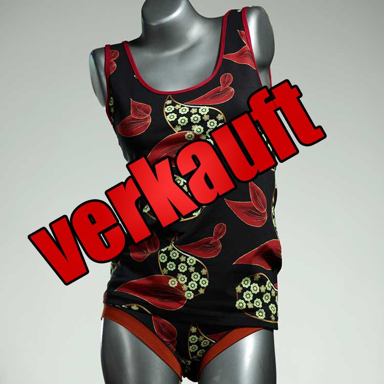 schöne ökologische handgemachte süße Unterwäsche Set für DamenPanty / Hotpant mit Top aus Biobaumwolle