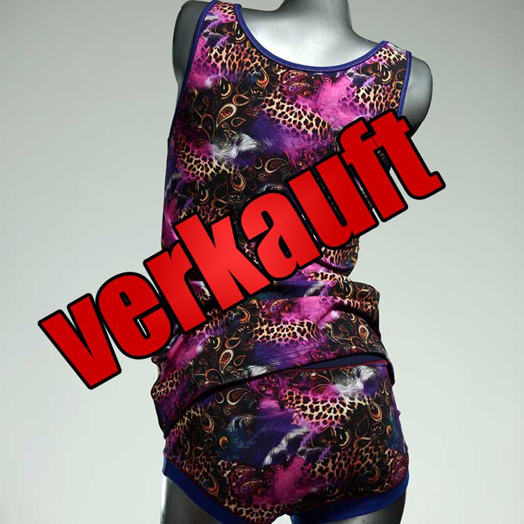 farbige handgemachte günstige bunte Unterwäsche Set für DamenPanty / Hotpant mit Top aus Biobaumwolle