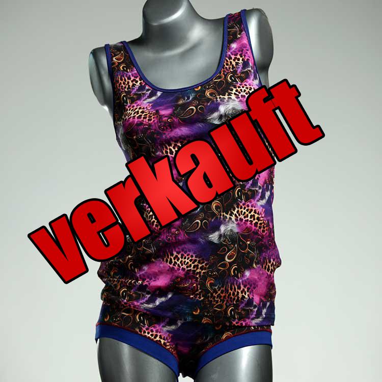 farbige handgemachte günstige bunte Unterwäsche Set für DamenPanty / Hotpant mit Top aus Biobaumwolle