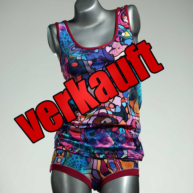 sexy bequeme günstige gemusterte Unterwäsche Set für DamenPanty / Hotpant mit Top aus Biobaumwolle