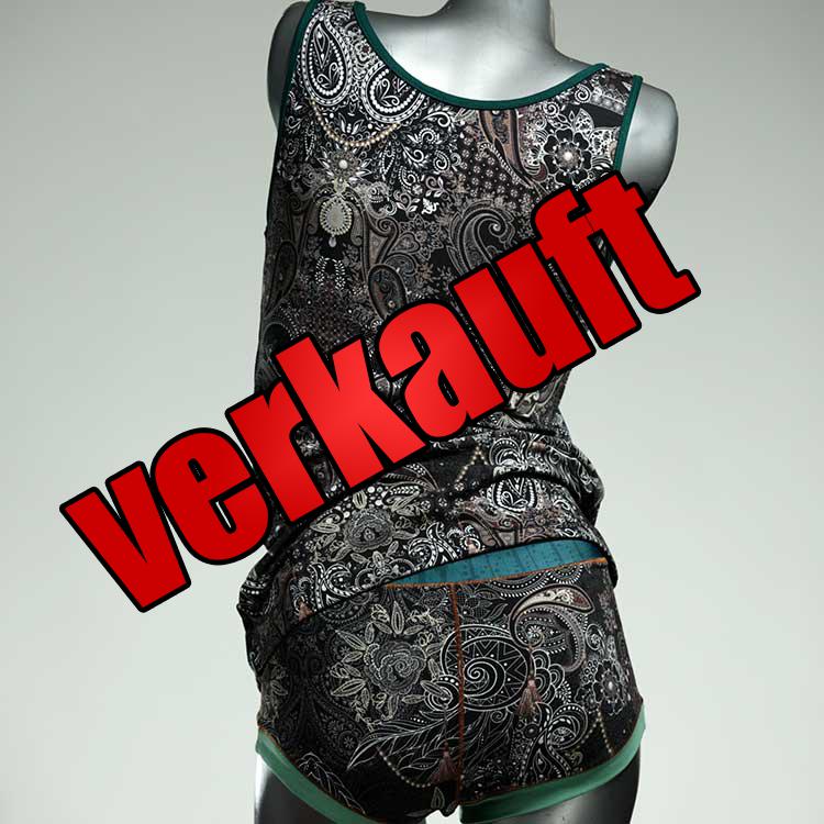 gemusterte günstige süße ökologische Unterwäsche Set für DamenPanty / Hotpant mit Top aus Biobaumwolle